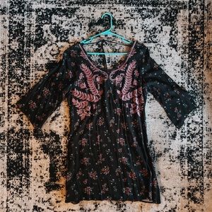 Embroidered Tie Back Bohemian Dress